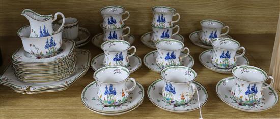 A Tuscan part tea set and a Derby cup and saucer